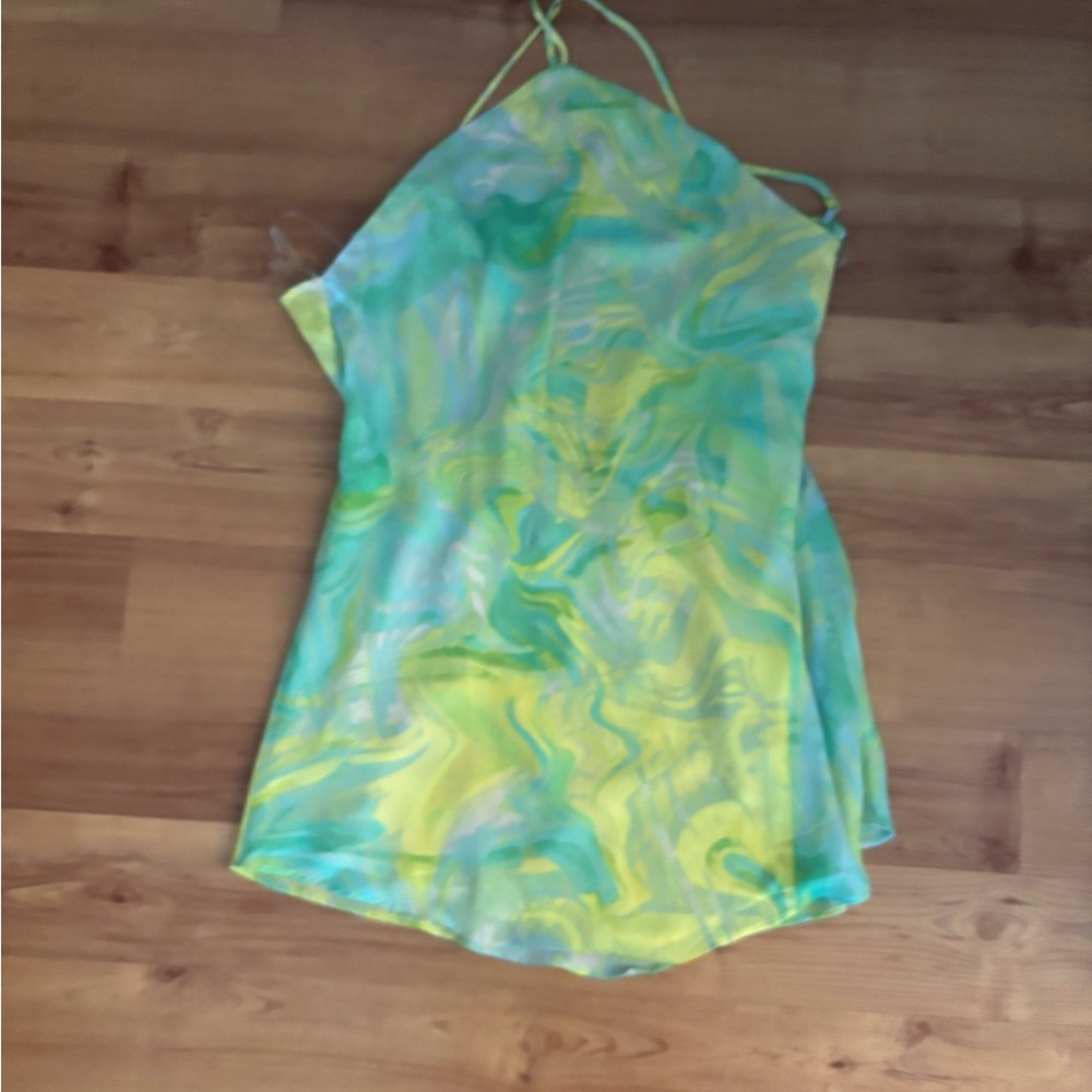 American Eagle Outfitters Y2K Green Halter Mini Dress